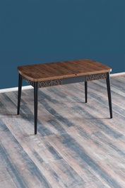 Hanah Home Amalfi Motif Mesa de Comedor Extensible Nogal y Negro